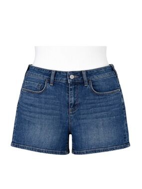 Anthropologie Pilcro Script Denim Shorts 28P Petite Medium Wash Rolled Hem